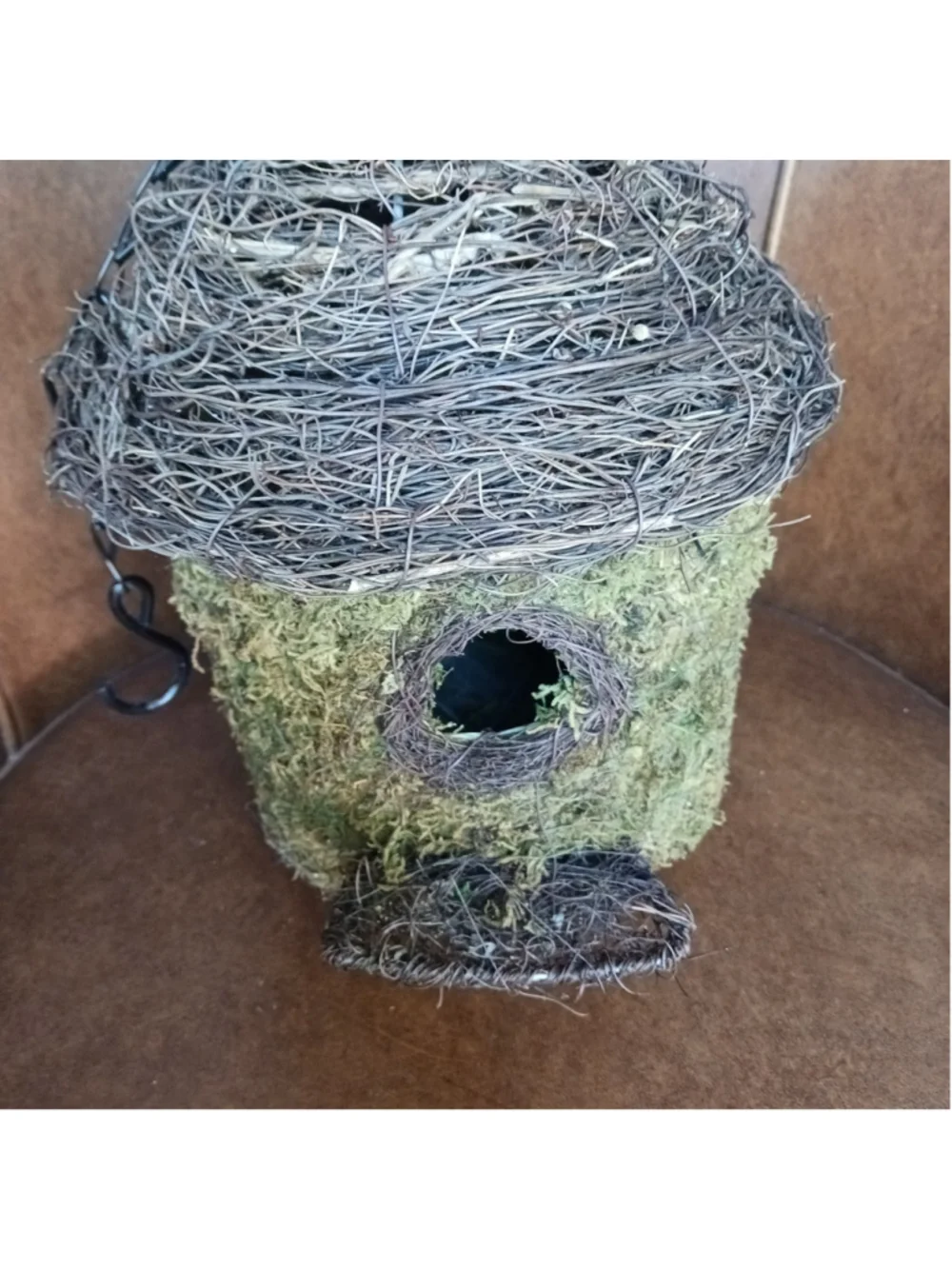 Super Moss Bungalow Woven Hanging Birdhouse On Chain 11x10 Cottage Core Whimsica